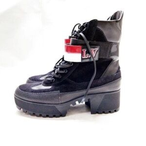 Louis Vuitton Laureate Platform Desert Black Leather Suede Boots Sz 39/ 9
